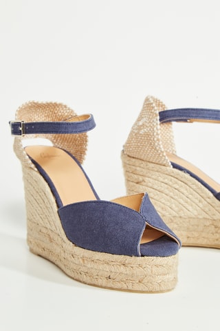Biologisch Katoenen Espadrilles met Sleehak Bianca - Donkerblauw
