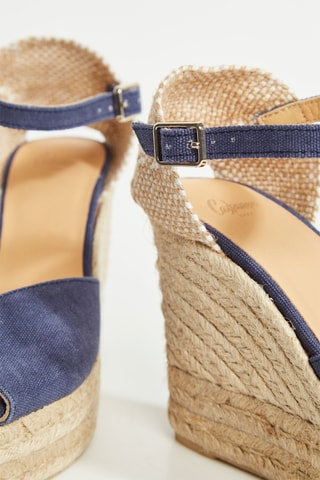 Biologisch Katoenen Espadrilles met Sleehak Bianca - Donkerblauw