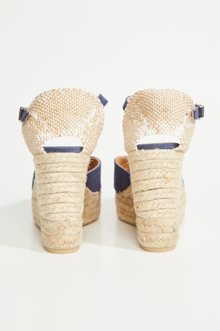 Biologisch Katoenen Espadrilles met Sleehak Bianca - Donkerblauw