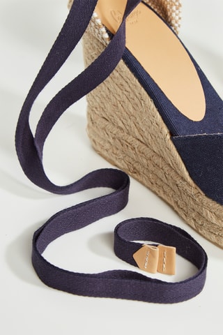 Biologisch Katoenen Espadrilles met Sleehak Bilina - Donkerblauw