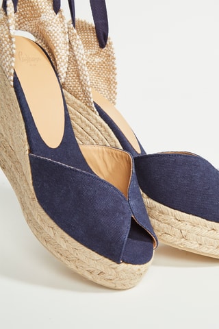 Biologisch Katoenen Espadrilles met Sleehak Bilina - Donkerblauw