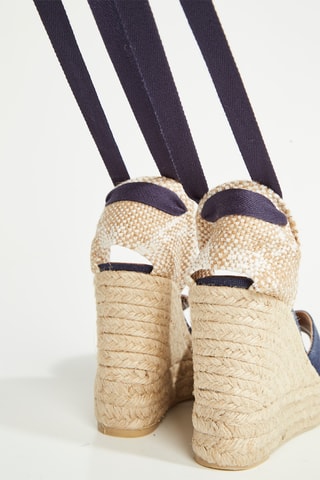 Biologisch Katoenen Espadrilles met Sleehak Bilina - Donkerblauw
