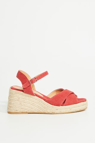 Biologisch Katoenen Espadrilles met Sleehak Thea - Rood
