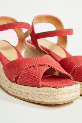Biologisch Katoenen Espadrilles met Sleehak Thea - Rood