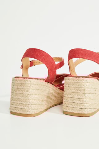 Biologisch Katoenen Espadrilles met Sleehak Thea - Rood