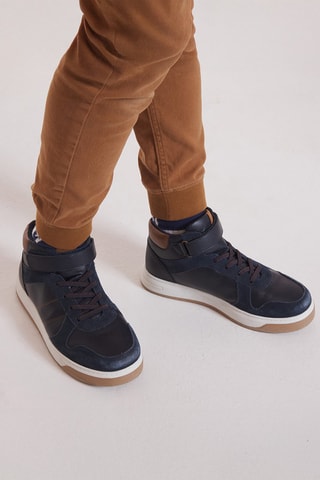 Baskets montantes en cuir - Bleu marine - Okaïdi