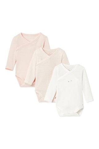 3 bodys - Rose poudré et blanc - Absorba