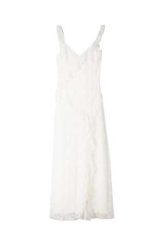 Robe midi en dentelle - Blanc