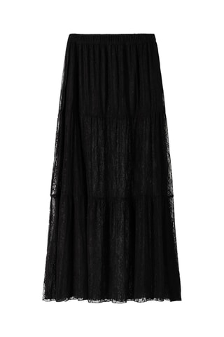 Jupe midi en dentelle - Noir