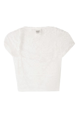 Top en dentelle - Blanc