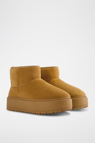 Bottines plateformes fourrées - Marron