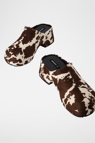 Sabots à talons en cuir - Marron