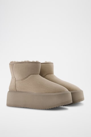 Bottines plateformes fourrées - Taupe