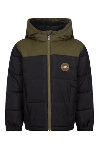 Doudoune à capuche Noir et kaki