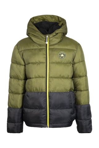 Doudoune à capuche Kaki et anthracite