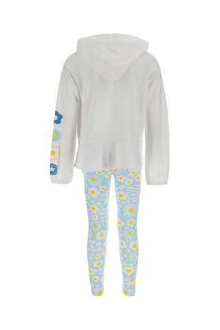 Sweat à capuche et legging - Blanc et bleu
