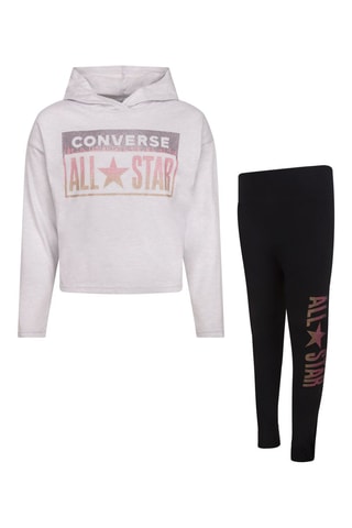 Sweat à capuche et legging Gris clair chiné et noir - Converse