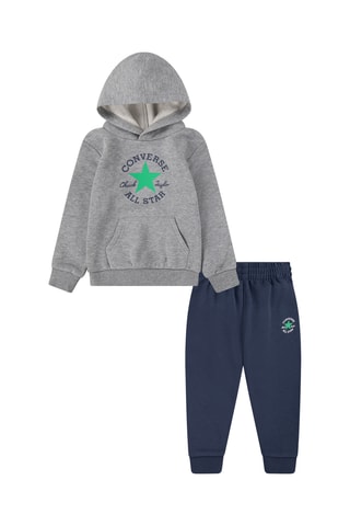 Sweat à capuche et pantalon - Bleu marine et gris chiné