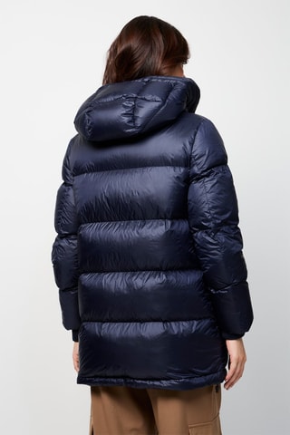 Lange Gewatteerde Jas met Capuchon Delhi - Marineblauw