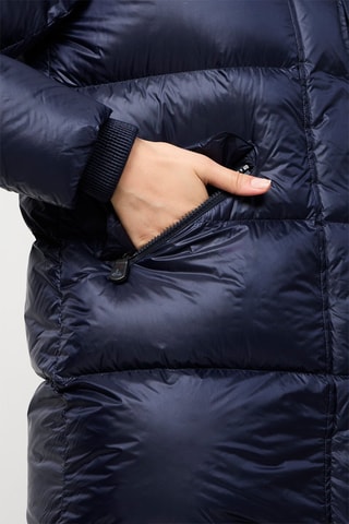 Lange Gewatteerde Jas met Capuchon Delhi - Marineblauw
