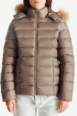 Gewatteerde Jas met Capuchon Luxe GF - Taupe