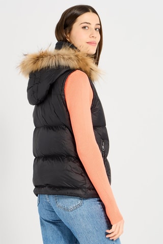 Doorgestikte Bodywarmer met Capuchon Texas - Zwart