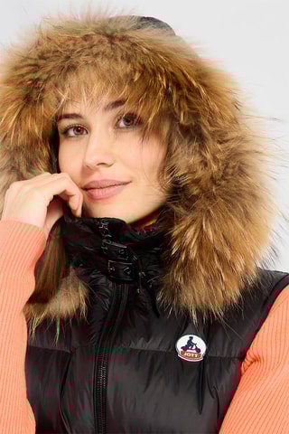 Doorgestikte Bodywarmer met Capuchon Texas - Zwart