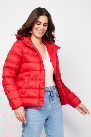 Gewatteerde Jas met Capuchon Jane Festive - Rood