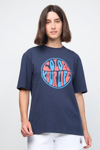 Biologisch Katoenen T-shirt Adel Funday - Marineblauw en Kobaltblauw