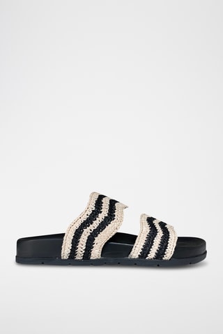 Leren Platform Sandalen - Zwart