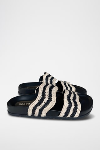 Leren Platform Sandalen - Zwart