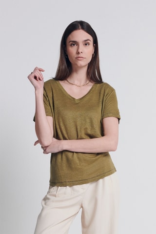 T-shirt en lin - Kaki