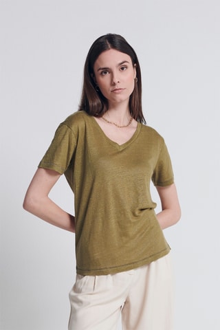 T-shirt en lin - Kaki