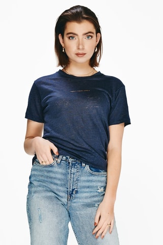 T-shirt en lin - Bleu marine