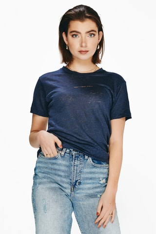 T-shirt en lin - Bleu marine