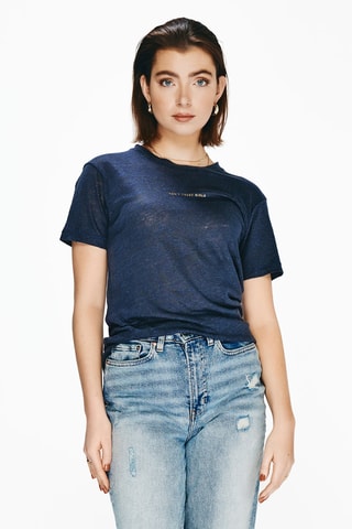 T-shirt en lin - Bleu marine