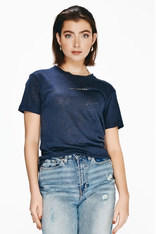 T-shirt en lin - Bleu marine