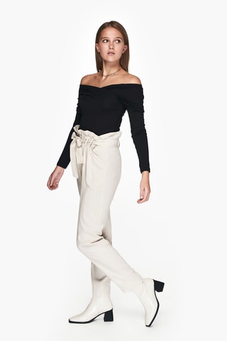 Linnen Broek Hoge Taille - Beige