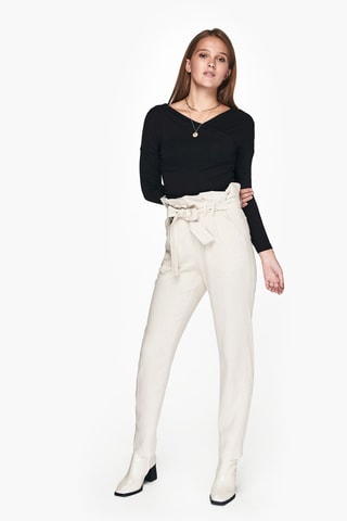 Linnen Broek Hoge Taille - Beige