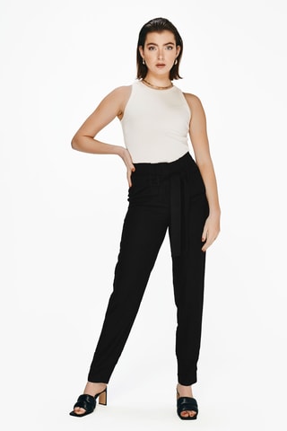 Linnen Broek Hoge Taille - Zwart