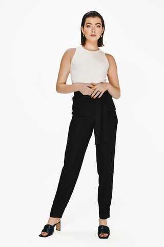Linnen Broek Hoge Taille - Zwart