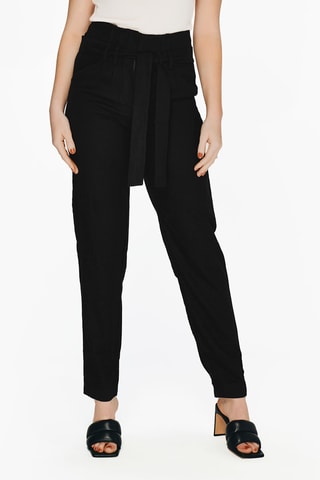 Linnen Broek Hoge Taille - Zwart