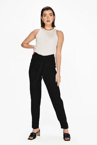 Linnen Broek Hoge Taille - Zwart
