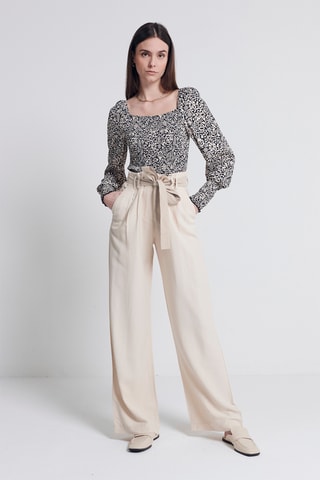 Broek Hoge Taille - Beige