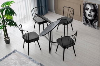 Table à manger pliable Yaprak  - 100 x 100 x 72 cm