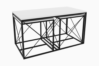 3 tables gigognes Defne  - 100 x 52 x 50 / 45 x 52 x 45 / 45 x 52 x 45 cm