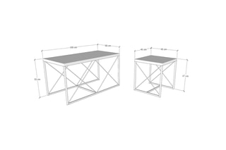 3 tables gigognes Defne  - 100 x 52 x 50 / 45 x 52 x 45 / 45 x 52 x 45 cm