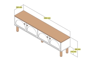 Meuble TV 4 abattants Bohem 850  - 180 x 53 x 35 cm