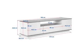 Meuble TV 3 abattants Veramont  - 180 x 44,6 x 44,5 cm