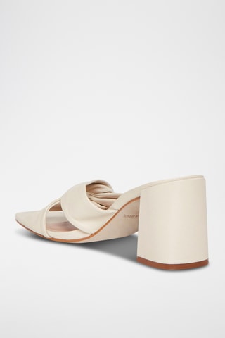 Leren Muiltjes met Hak Becky - Ecru - Lichtbeige